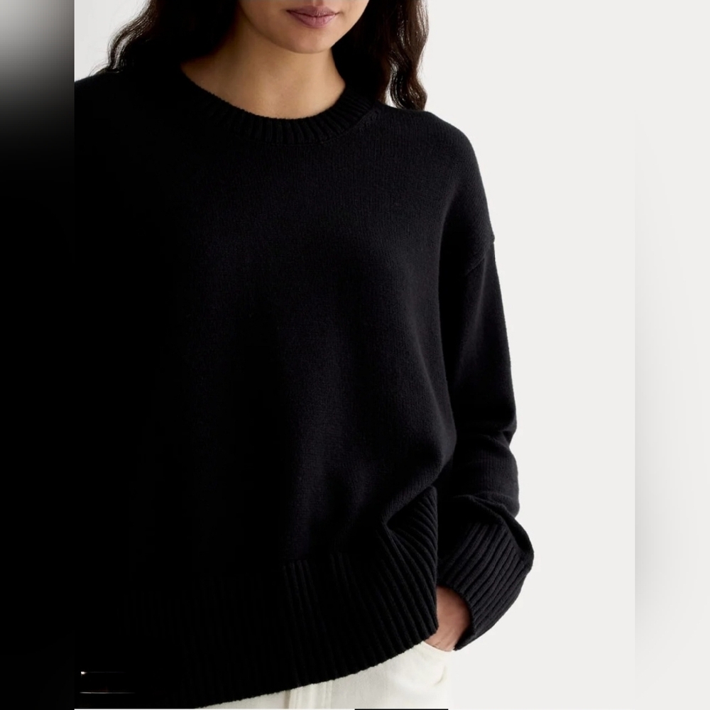 NWT Everlane The Boxy Sweater in Everyday Cotton Size XS In Black - Picture 7 of 11